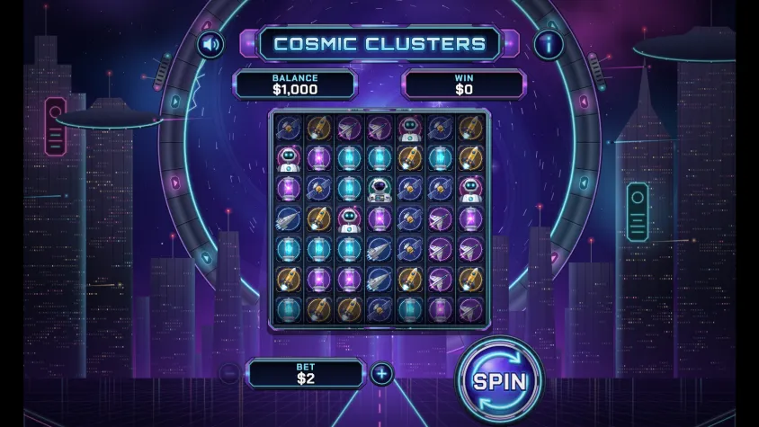 Cosmic Clusters, first frame of the playable