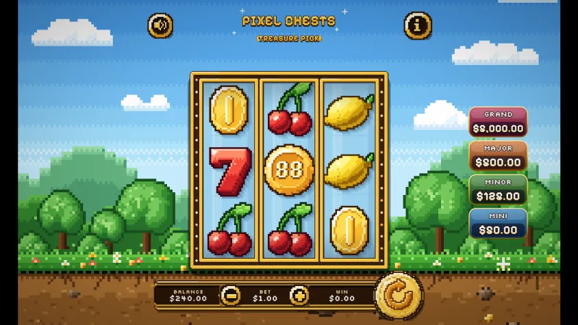 Pixel Chests, first frame of the playable